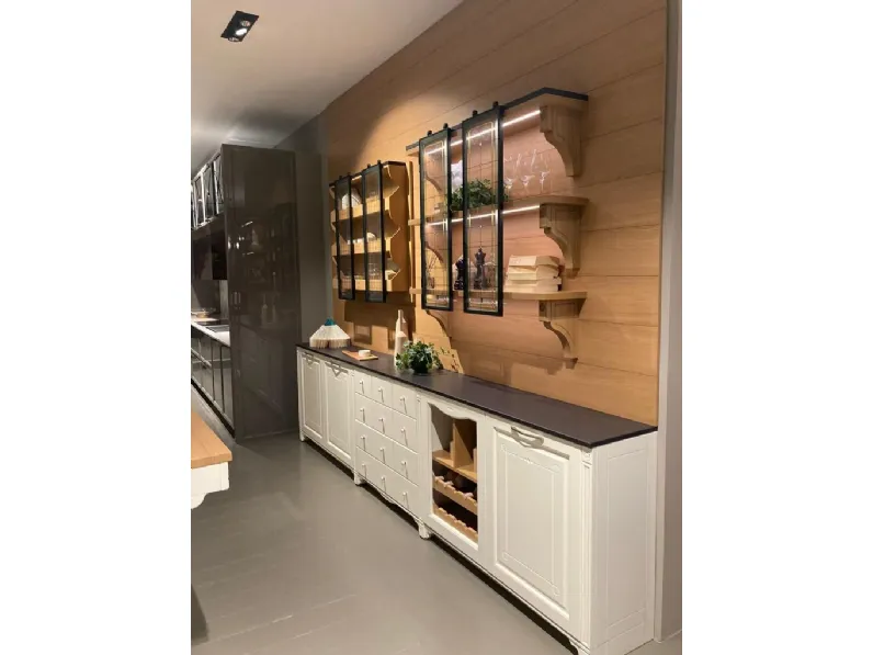 Cucina bianca country ad isola Portrait Aster in Offerta Outlet.