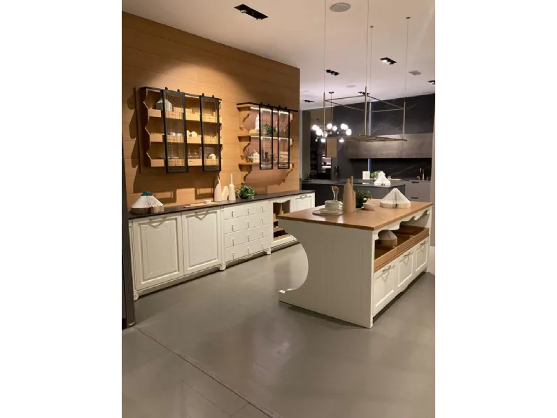 Cucina bianca country ad isola Portrait Aster in Offerta Outlet.