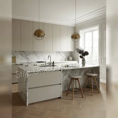 Cucina ad isola in legno bianca Jorn a prezzo scontato