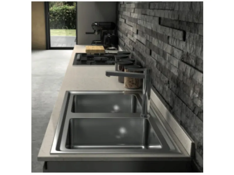 Cucina Zenit moderna grigia Essebi con isola scontata 29%