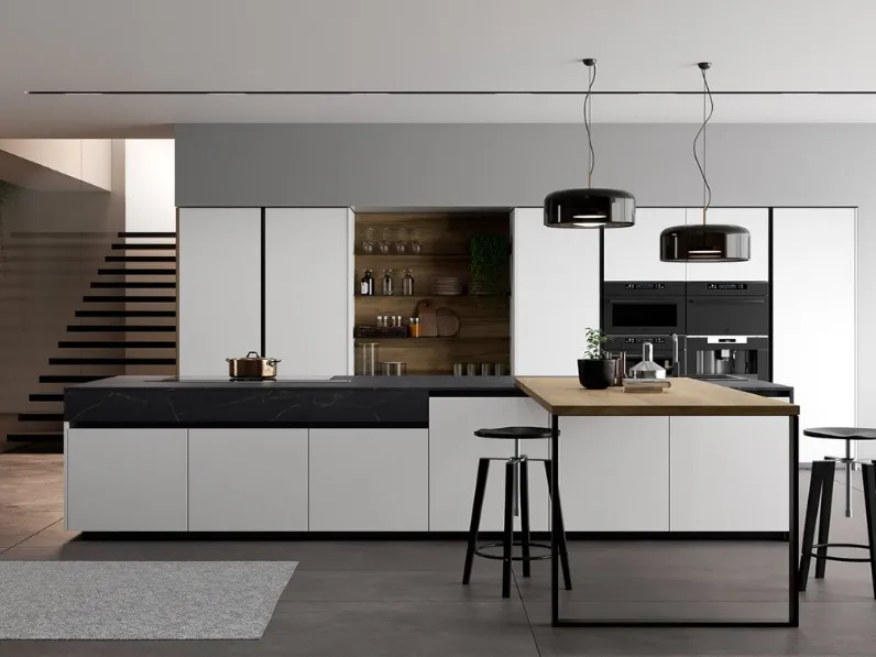 Cucina con isola in vetro a prezzo scontato 30%