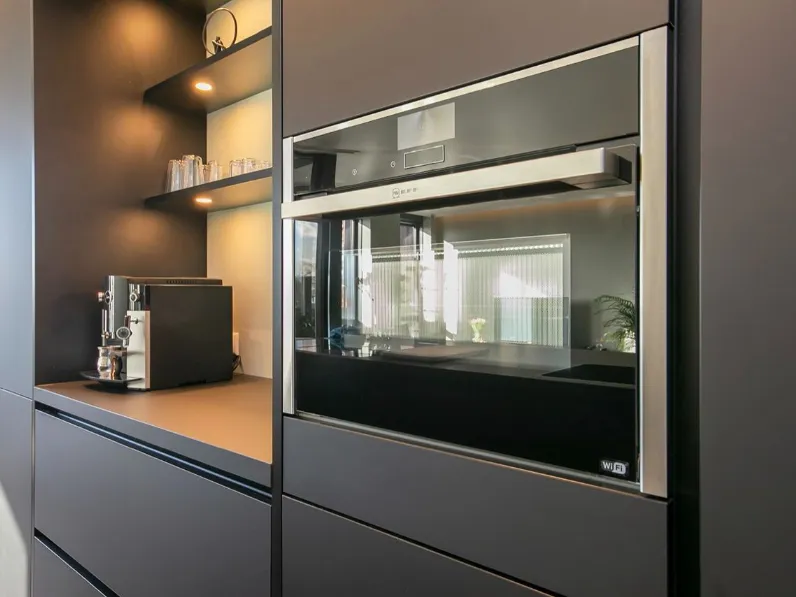 Cucina antracite design con isola Ingrosso cucine moderne icm82 Primopiano cucine in Offerta Outlet