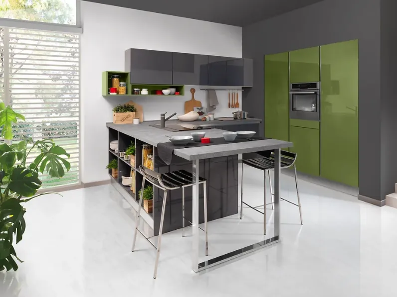 Cucina altri colori moderna ad angolo Planet laccata Ala cucine scontata