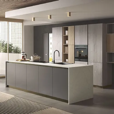 Cucina con isola in polimerico opaco altri colori Just24 01 a prezzo ribassato