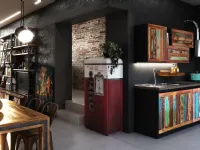 Cucina Cucina vintage color ante legno recycle design lineare Outlet etnico con uno sconto imperdibile