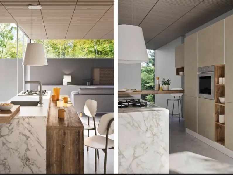 Cucina Nuovi mondi collection moderna con isola altri colori in melaminico Cucina con isola e colonne ed isola  