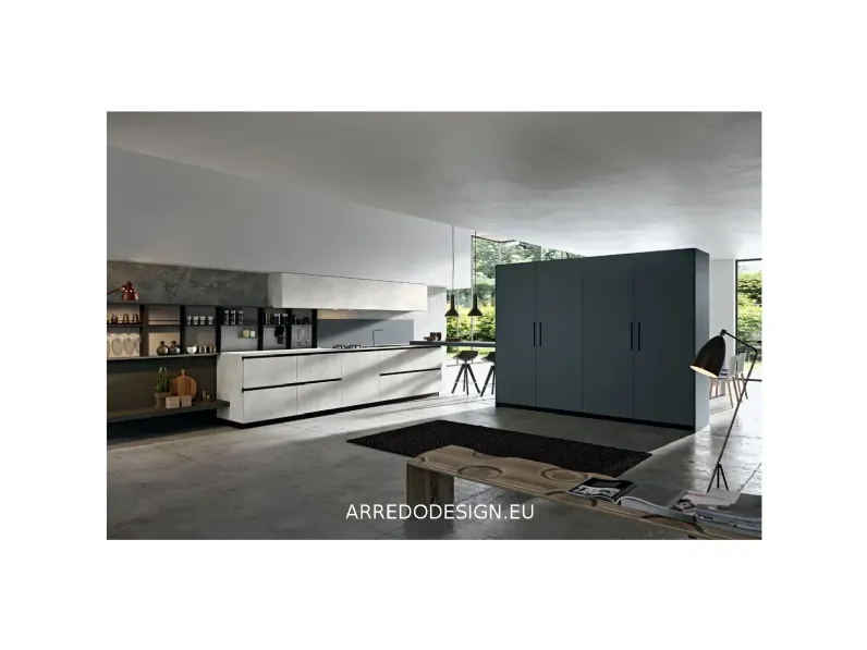 Cucina con isola in laminato materico modello Emporio ad un prezzo riservato 