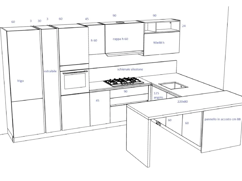 Cucina a prezzo scontato con penisola moderna Round Arredo3