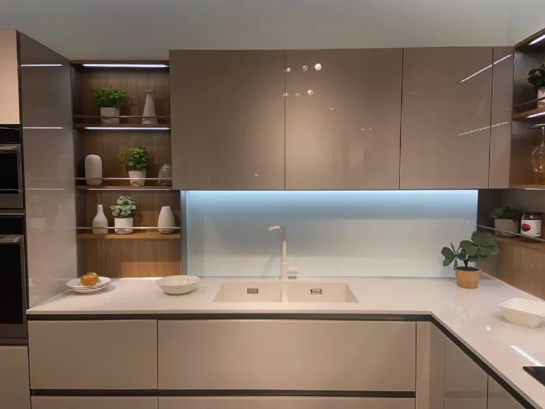 Cucina a prezzo ribassato con penisola moderna Riflex Veneta Cucine