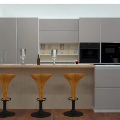 Cucina grigia moderna ad isola Mk18 Antares in Offerta Outlet