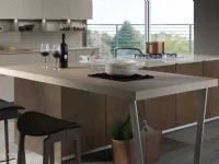 Cucina Antares design ad isola tortora in laminato materico Rame