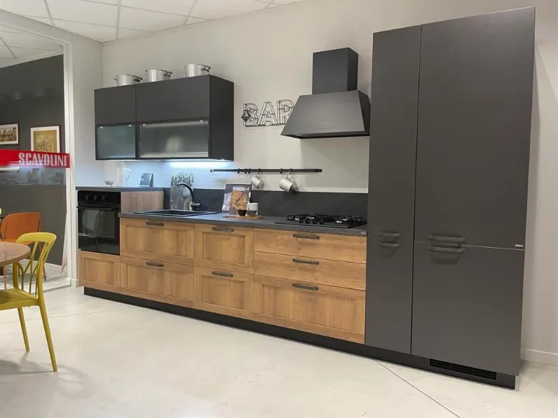 Cucina antracite industriale lineare Sax Scavolini in Offerta Outlet