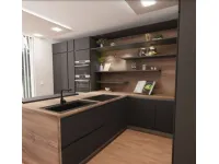 Cucina antracite moderna con penisola Island asia Artigianale in offerta