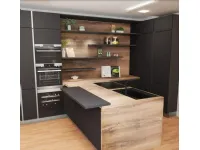 Cucina antracite moderna con penisola Island asia Artigianale in Offerta Outlet