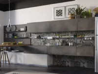 Cucina antracite moderna con penisola Ocean  grey moderna  in Offerta Outlet