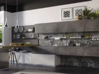 Cucina antracite moderna con penisola Ocean  grey moderna  in Offerta Outlet