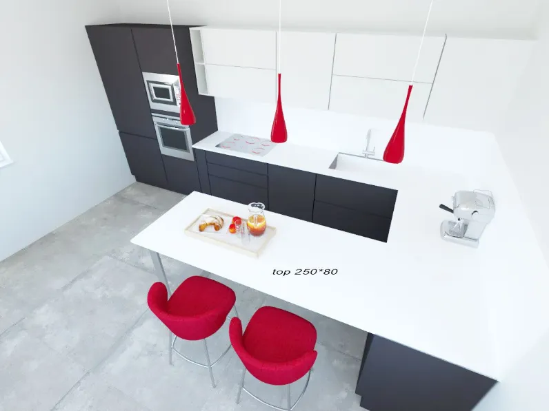 Cucina antracite moderna lineare Sp22 Astra scontata