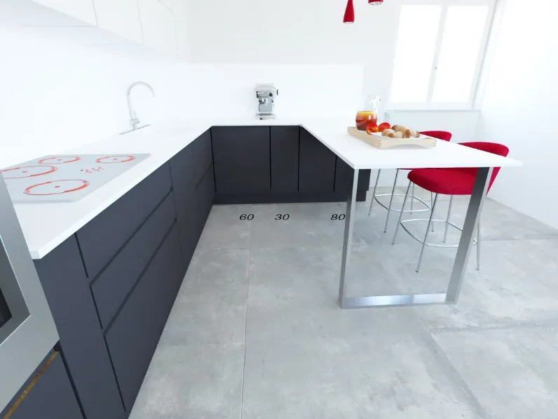 Cucina antracite moderna lineare Sp22 Astra scontata