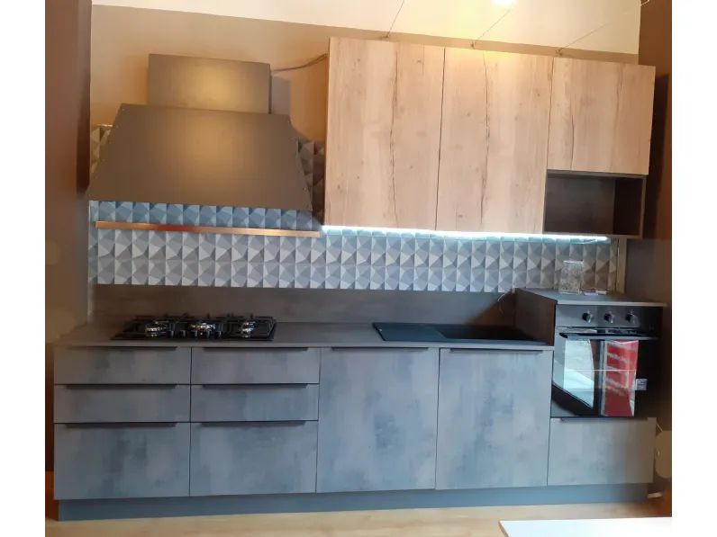 Cucina lineare in laminato materico altri colori Easy cemento a prezzo scontato