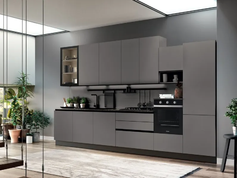 Cucina Ar-due moderna lineare grigia in laminato opaco Easy promo