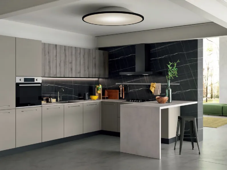 Cucina Ar-due moderna ad angolo altri colori in laminato materico Easy 6