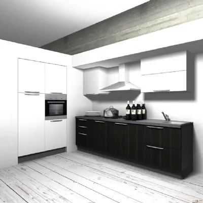 Cucina Aran cucine moderna lineare bianca in polimerico lucido Cucina componibile mod.eva in polimerico bianco scontata del 40%