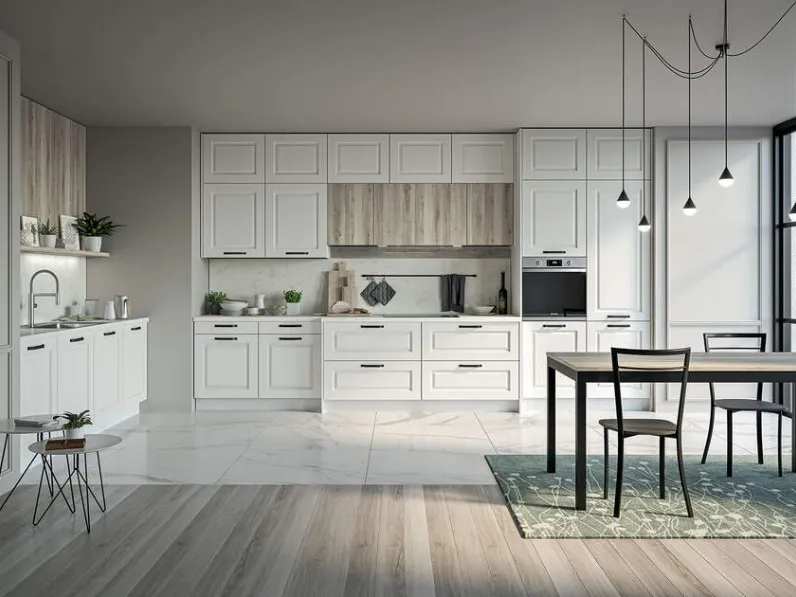 Cucina Prima cucine classica lineare arancione in legno Maya composizione 01