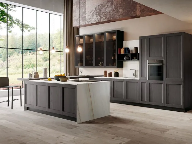 Cucina grigio classica ad isola Frida 2 Arredo3 scontata