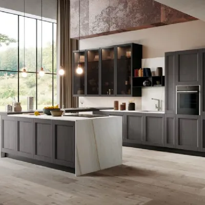 Cucina grigio classica ad isola Frida 2 Arredo3 scontata