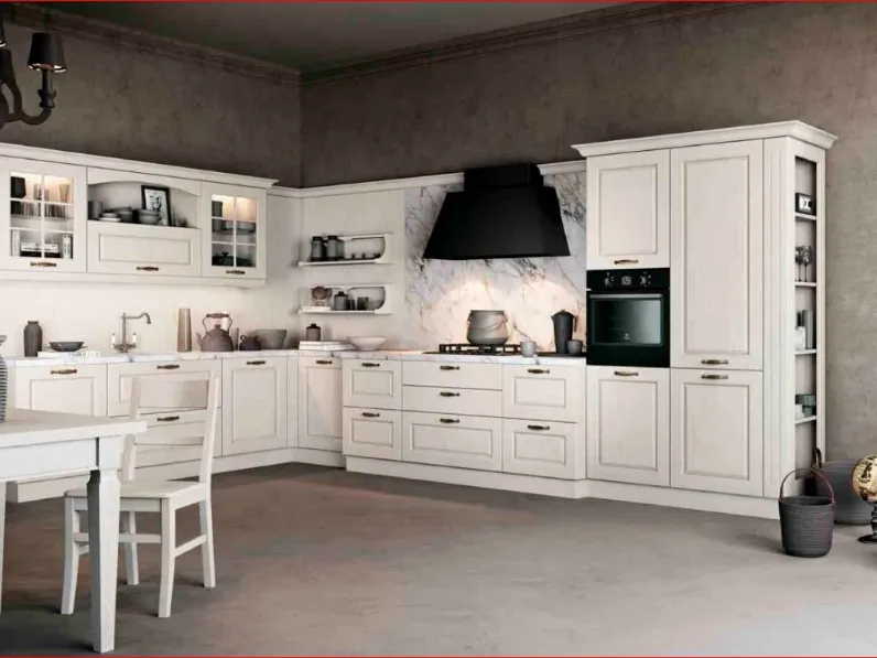 Cucina Arredo3 classica ad angolo bianca in legno Asolo 3