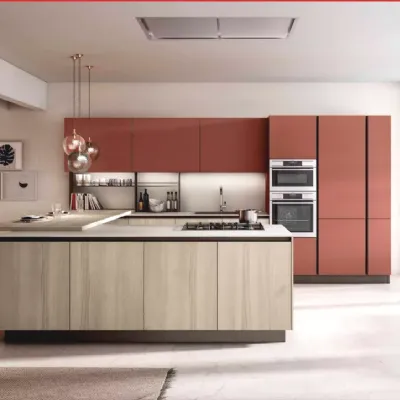 Cucina con isola in laminato materico a prezzo scontato 40%
