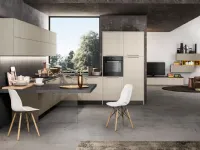 Cucina Round 3 moderna rovere chiaro Arredo3 con penisola scontata 34%
