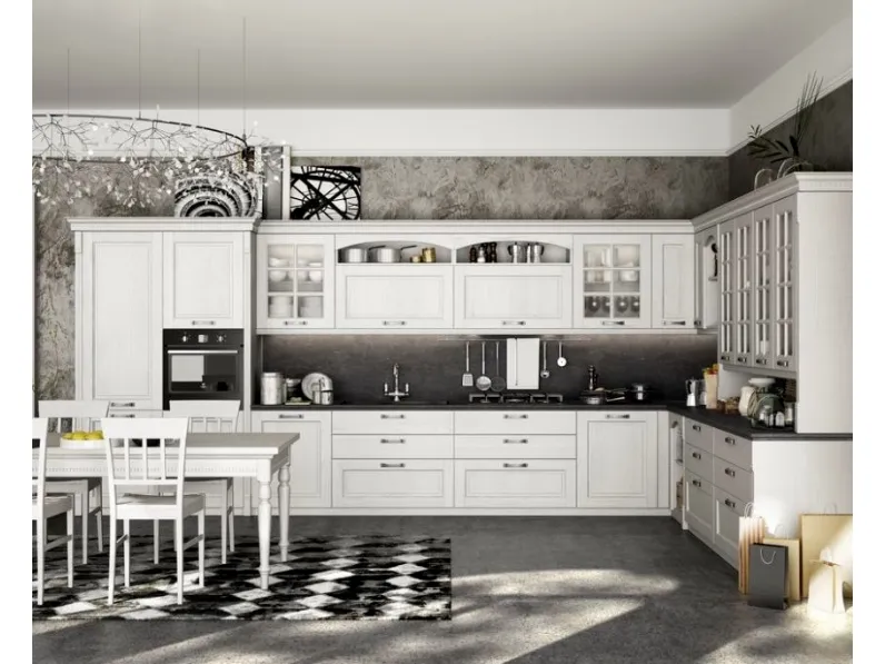 Cucina bianca country ad angolo Virginia Arredo3 a soli 16816 Euro