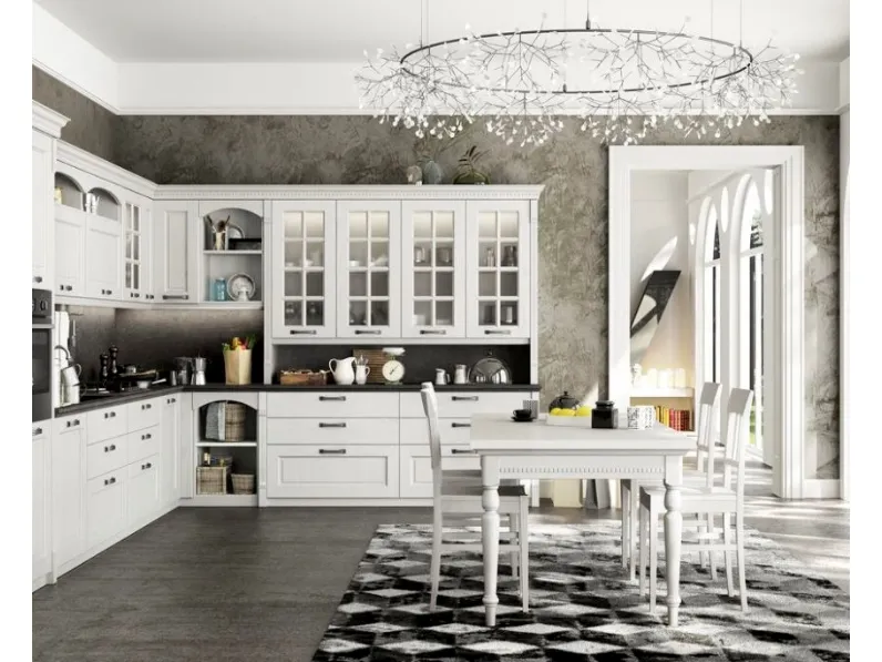 Cucina bianca country ad angolo Virginia Arredo3 a soli 16816 Euro