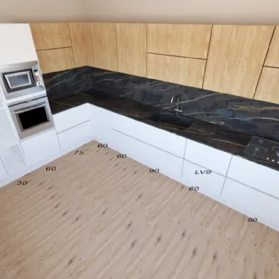 Cucina Arredo3 moderna ad angolo rovere chiaro in legno Kali