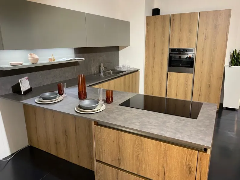 Cucina Arredo3 moderna con penisola altri colori in laminato materico Kali