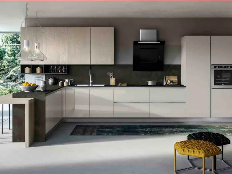 Cucina magnolia moderna con penisola Arredo3 Round 3 a soli 9000 Euro