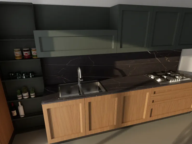Cucina frida composizione 5 moderna rovere chiaro Arredo3 lineare scontata 40%