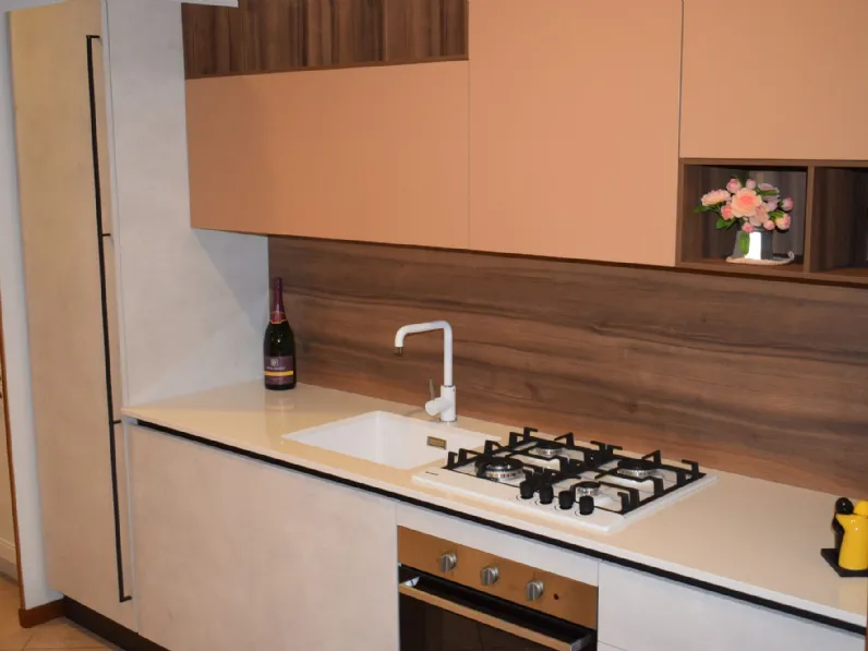 Cucina Arredo3 moderna lineare tortora in laminato materico Cloe 