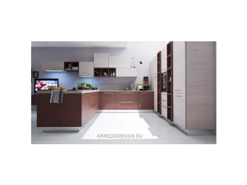 Cucina moderna lineare Zenzero Arrex a prezzo scontato