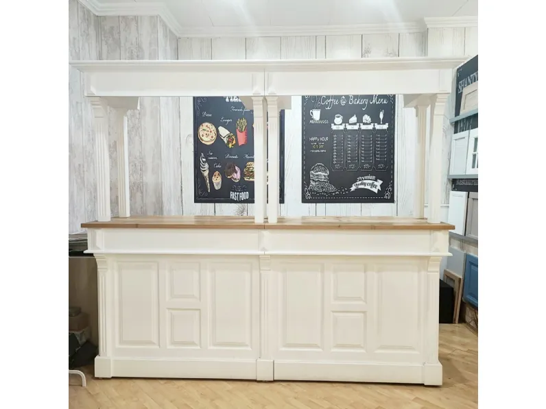 Cucina bianca country lineare Artigianale Bancone bar legno massello  a soli 1900