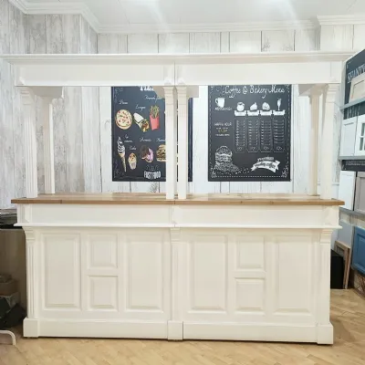 Cucina Artigianale country lineare bianca in legno Bancone bar legno massello 