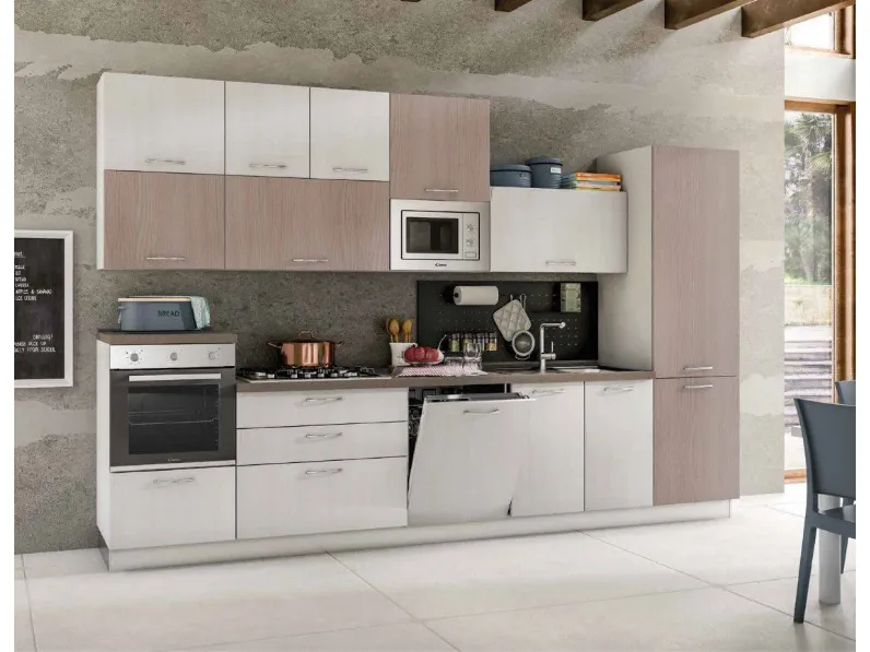 Offerta: Cucina bianca moderna lineare Kelly 360 Artigianale. Compra ora!