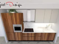 Cucina lineare in laminato materico grigia Delias a prezzo scontato