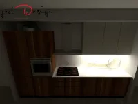 Cucina lineare in laminato materico grigia Delias a prezzo scontato