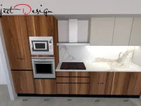 Cucina lineare in laminato materico grigia Delias a prezzo scontato