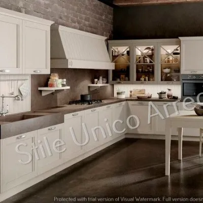 Cucina Artigianale design ad angolo bianca in legno Denis