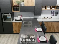 Cucina Artigianale design con penisola grigio in laminato materico Polimerico 22