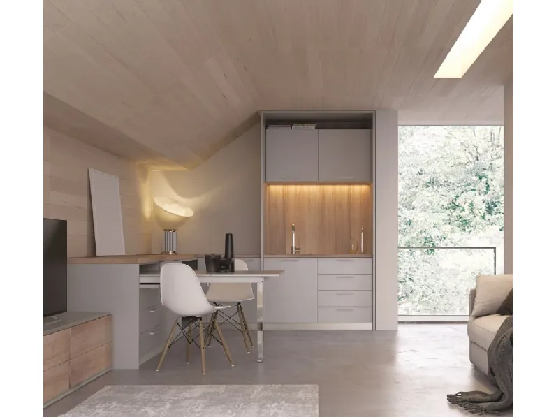 Cucina Artigianale design lineare altri colori in laminato materico Elenia