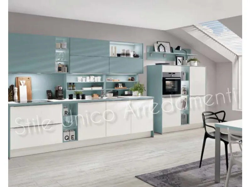 Cucina Easy beach moderna azzurra lineare Artigianale scontata 54%